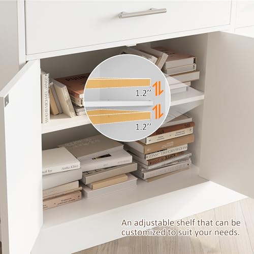 43-Inch Farmhouse Coffee Bar Cabinet with Drawers and Adjustable Shelves