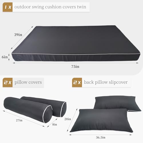 Twin Outdoor Daybed Mattress Cover - Water-Resistant Olefin Slipcover (75x39x6")