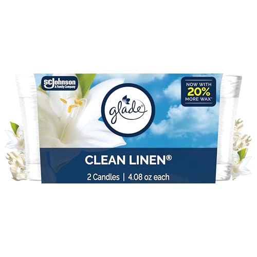 Clean Linen Scented Candle Jar with Essential Oils - 4.08 oz (2 Pack)