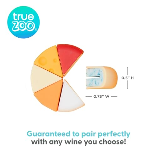 True Zoo Cheese Drink Markers Set of 6 - Yellow Cheese Wine Glass Charms for Cocktails & Parties