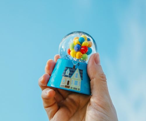 Animated Flying House Mini Snow Globe with Light-Up Swirling Glitter