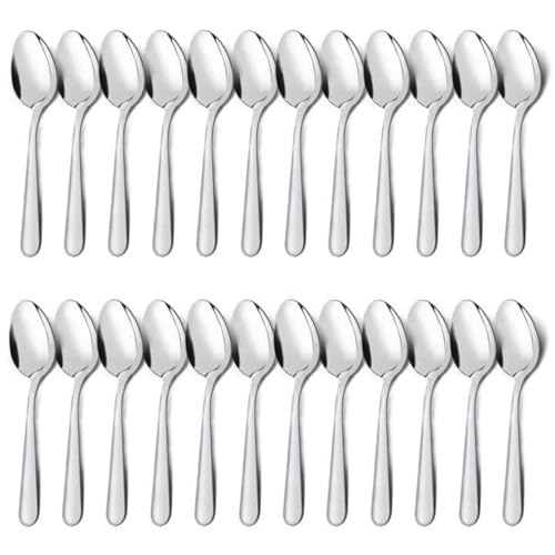 24-Piece Stainless Steel Dinner Spoon Set - 6.7 Inch Mirror Polished Spoons