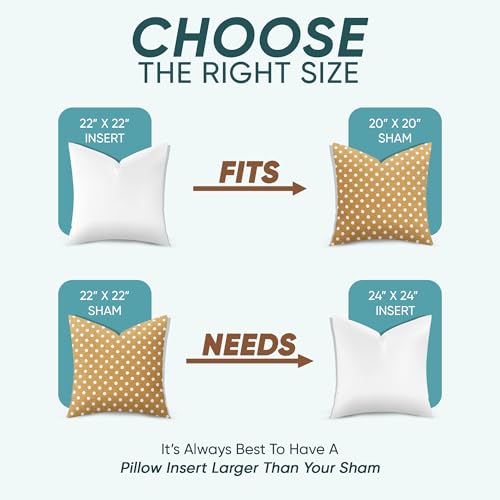Pillowflex 22x22 Synthetic Down Pillow Insert - Square Throw Pillow Form