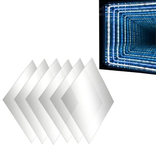 6-Pack Acrylic Two-Way Mirror Sheets, 12x12 Inch See-Through Panels
