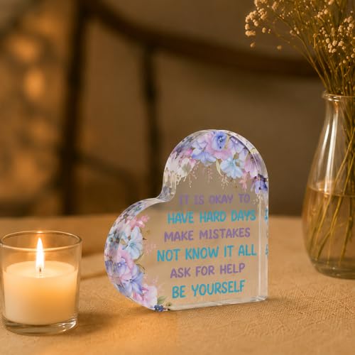 Mental Health Desk Decor Gift - Encouragement Quote Acrylic Sign for Women