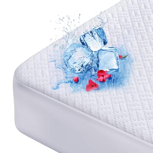 Hanherry Cooling Waterproof Mattress Protector, Queen Size Deep Pocket