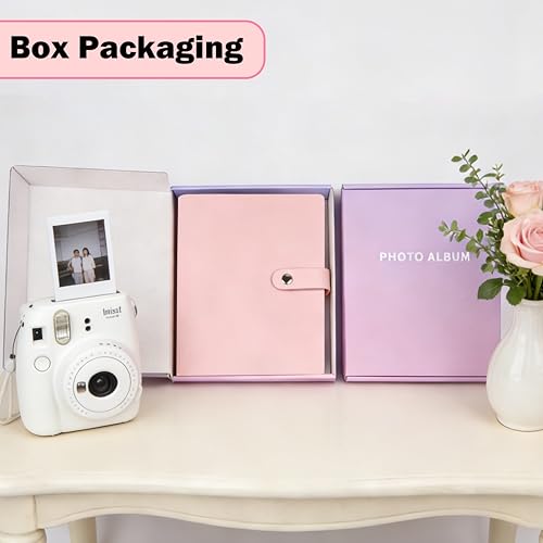 320 Pocket Photo Album for 2x3 Instant Film, PU Leather, Pink