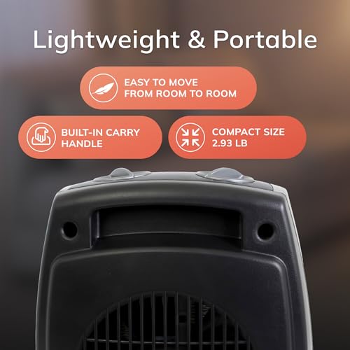 Lasko Portable Electric Ceramic Space Heater with Thermostat, 1500W Dark Gray