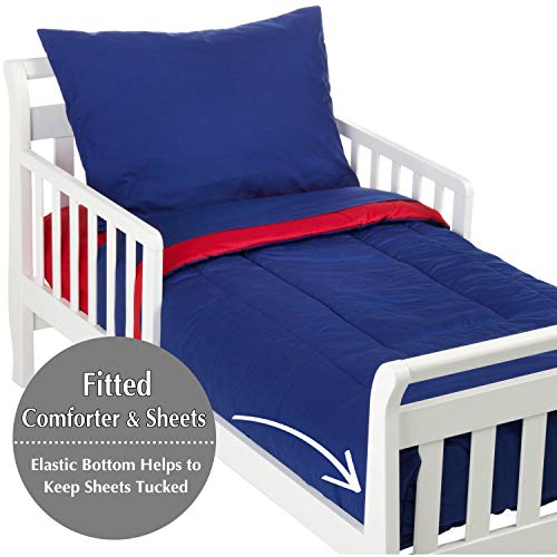 American Baby Company 100% Cotton Percale 4 Piece Toddler Bedding Set, Royal Blue, for Boys & Girls
