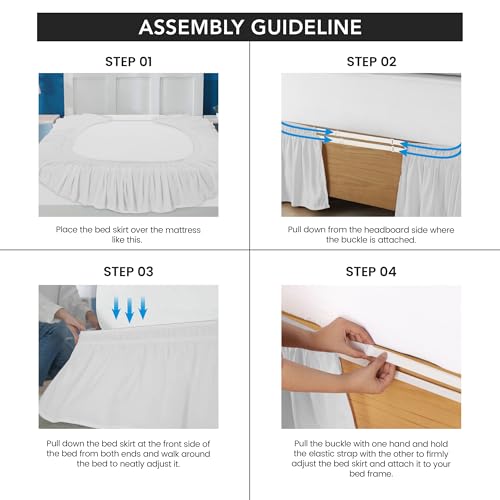 Wrap Around Queen Bed Skirt - 16-Inch Drop Easy Fit Brushed Microfiber