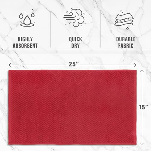 100% Cotton Kitchen Towels - Absorbent Dishcloth Set, 15x25 Inch, Red, 4-Pack