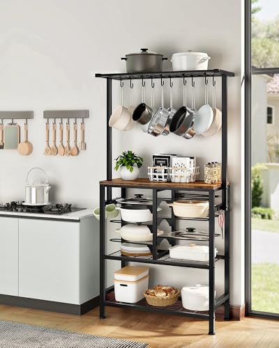 Industrial Kitchen Bakers Rack with Pots and Pans Storage Organizer Shelf