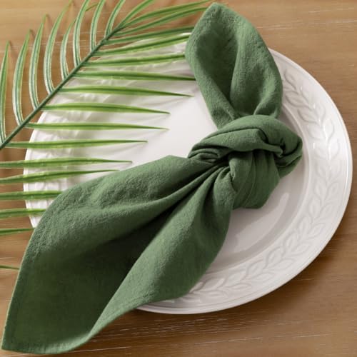 Reusable Cotton Cloth Napkins 17x17 - Set of 4 Green Table Linens