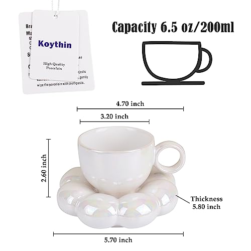 Koythin 6.5oz Sunflower Ceramic Mug Pearl White Tea Latte Cup