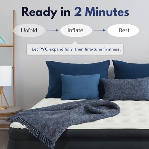 Queen Air Mattress with Built-in Pump, Inflatable Blow Up Guest Bed
