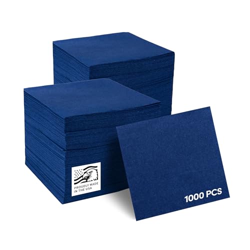 Navy Blue 1,000 Count Sierra Touch 2-Ply Beverage Napkins - Made in USA