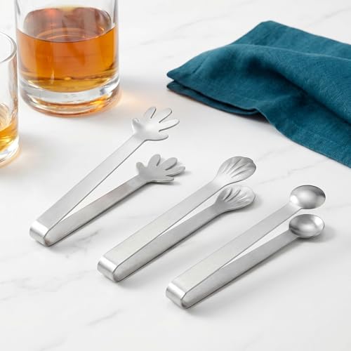 3-Piece Stainless Steel Ice Tongs Set for Cocktails & Food Serving