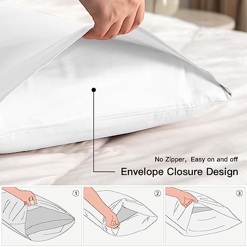600 Thread Count 100% Cotton Pillowcases, Standard Size 20x26, Set of 2