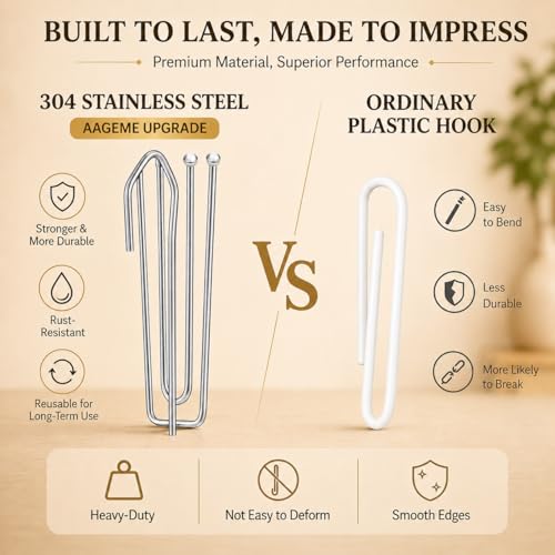 90pcs Stainless Steel 4-Prong Curtain Pleat Hooks for Drapery