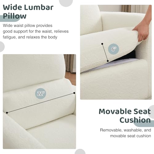 Oversized Boucle Swivel Glider Recliner with Power Lumbar Support