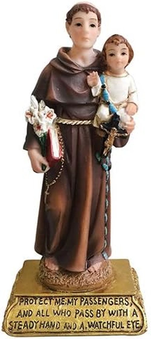 Love's Gift Inc. Saint Anthony Statue - 5 Inch Glossy Brown & White Resin | Classic Religious Decor