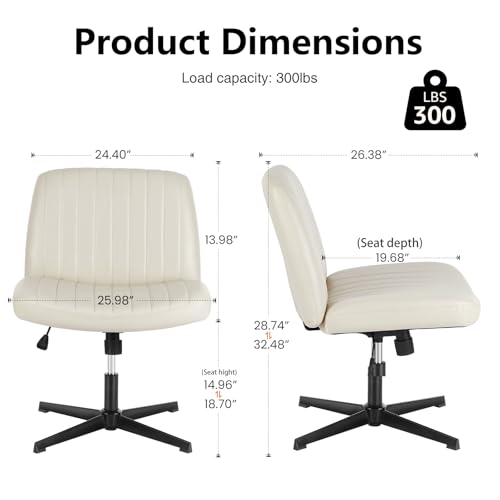 Criss Cross Chair - Armless PU Leather Swivel Vanity Desk Chair