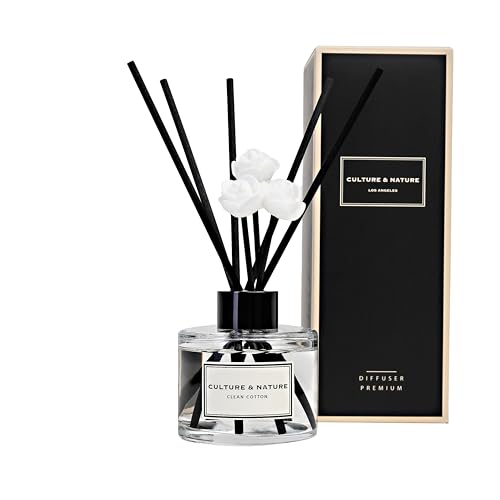 Clean Cotton Reed Diffuser Set with Fiber Sticks (4 oz / 120ml) - Home Fragrance