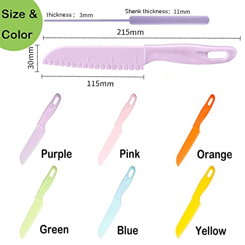6-Piece Plastic Kitchen Knife Set Safe Serrated Edges for Kids Cooking