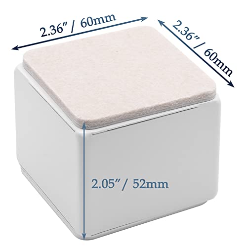 Self-Adhesive Heavy Duty Furniture Bed Risers - 2 Inch Square Lifts (4 Pack)