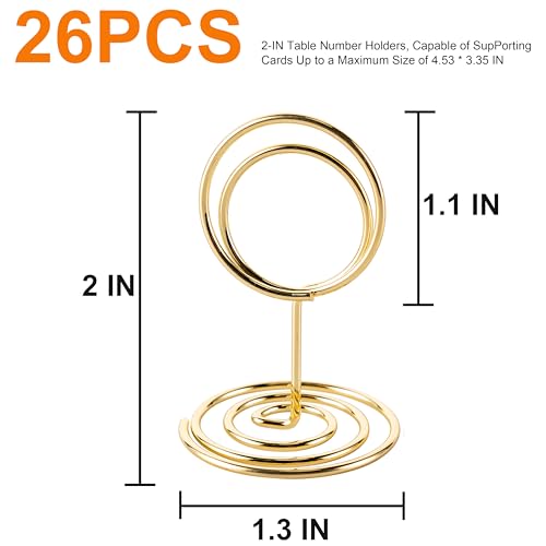 26PCS Gold Table Number Holders - 2-Inch Metal Place Card Stands