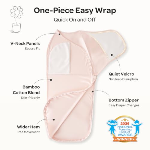 Momcozy Newborn Swaddle Sleep Sack (0-3 Months) - Quiet Fastener, 2-Pack