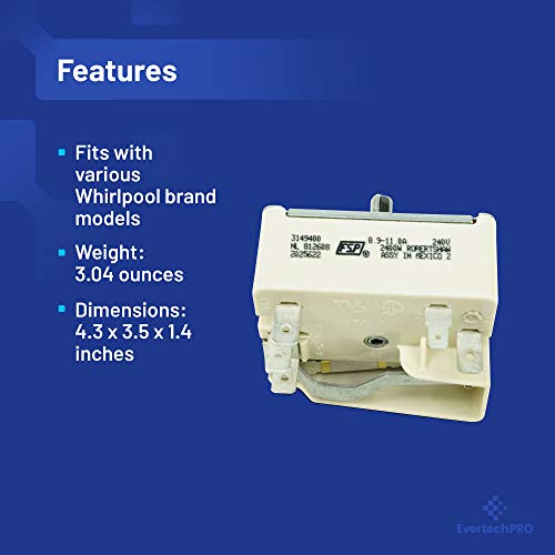 Infinite Switch for Electric Range Stove, WP3149400 Burner Replacement Part