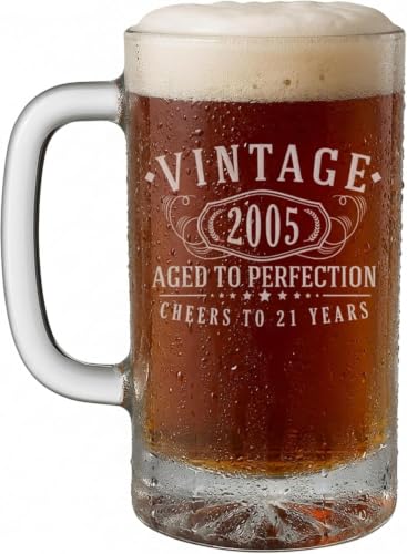 Vintage Aged to Perfection 16 oz Engraved Glass Beer Mug for Birthday Gift