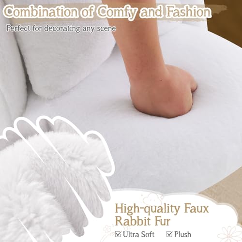 Plush Vanity Chair with Backrest and Pillow for Makeup Desk