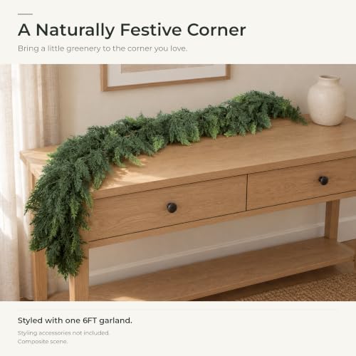 5ft Artificial Cedar Garland Christmas Decor, Real Touch Holiday Wreath