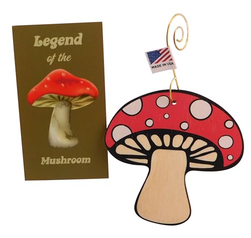 Legend of the Mushroom Ornament Set with Story Card – Wooden Christmas Decoration