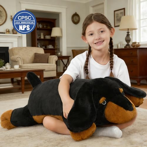 Relaxed Dachshund Body Pillow - 39-Inch Plush Weiner Dog Cushion for Dog Lovers