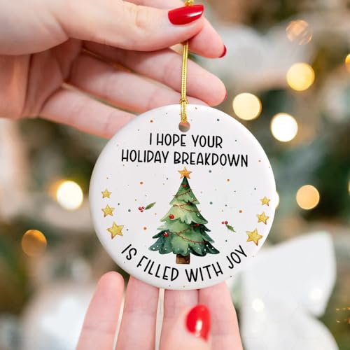 Hc-36 Funny Christmas Tree Ornament 2025 Holiday Breakdown Ceramic Xmas Decoration
