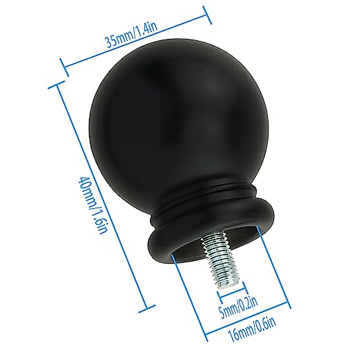 Round Curtain Rod Finials, 1.4-Inch Ball Ends for 5/8-Inch Rods, 2-Pack