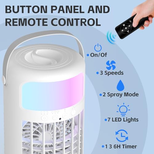 Portable Air Conditioner Fan 4-in-1 Desktop AC with 1500ml Water Tank