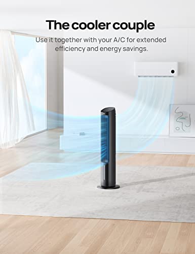 40-Inch Evaporative Tower Fan with Remote Control, 80° Oscillation