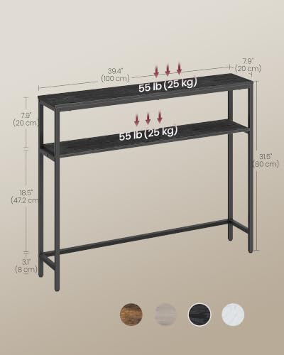 2-Tier Narrow Console Table, Modern Sofa Table with Storage Shelves