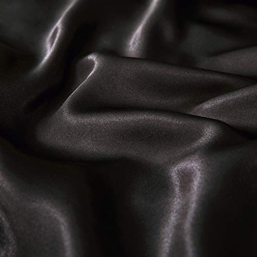 Black Satin Duvet Cover Twin - Luxury Soft Silky Fabric 68" x 90"