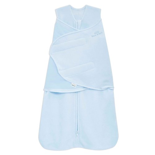 HALO Micro-Fleece Sleepsack Swaddle - 3-Way Adjustable Blanket for Newborns | Baby Blue, TOG 3.0, 0-3 Months
