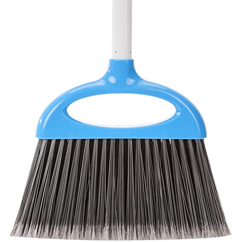 Broom and Dustpan Set with Adjustable Long Handle - Blue & White