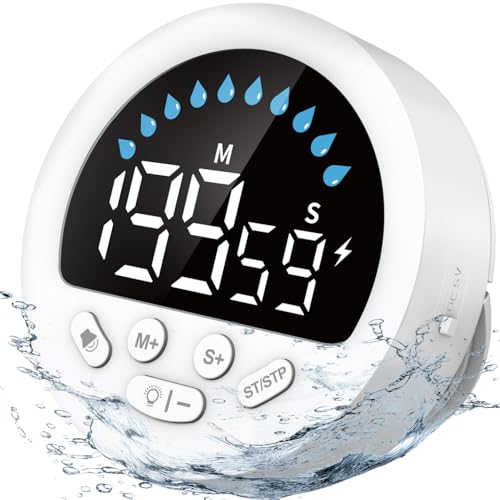 Waterproof Digital Shower Timer with LED Display and Suction Cup