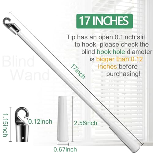 17-Inch Fiberglass Blind Tilt Wand Replacement with Hook (2-Pack)