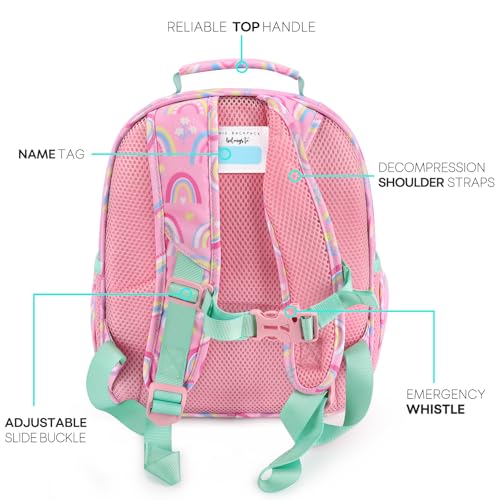 Mibasies Girls School Backpack Lightweight 12L Rainbow Pink Bookbag
