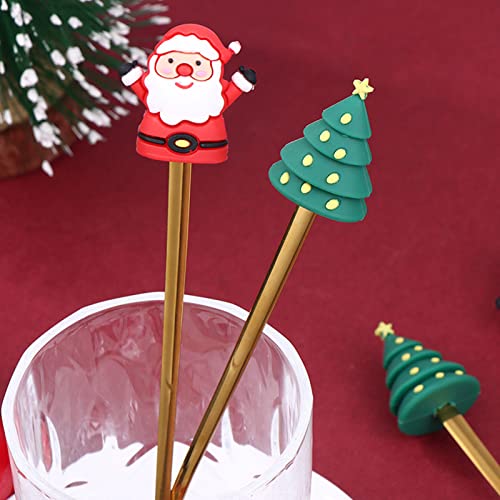 4Pcs Christmas Stainless Steel Coffee Spoons with Red Box Santa Tree Star Holiday Decor