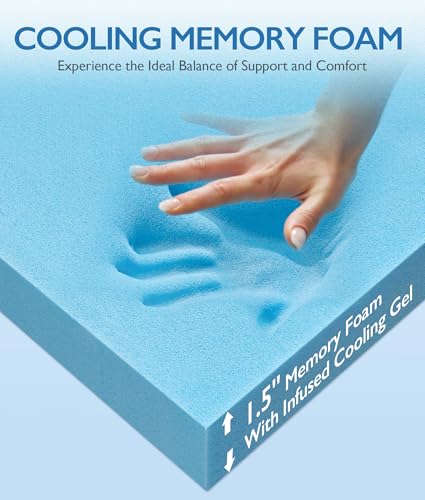 SINWEEK 2 Inch Twin Cooling Memory Foam Mattress Topper with Cover